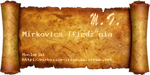 Mirkovics Ifigénia névjegykártya